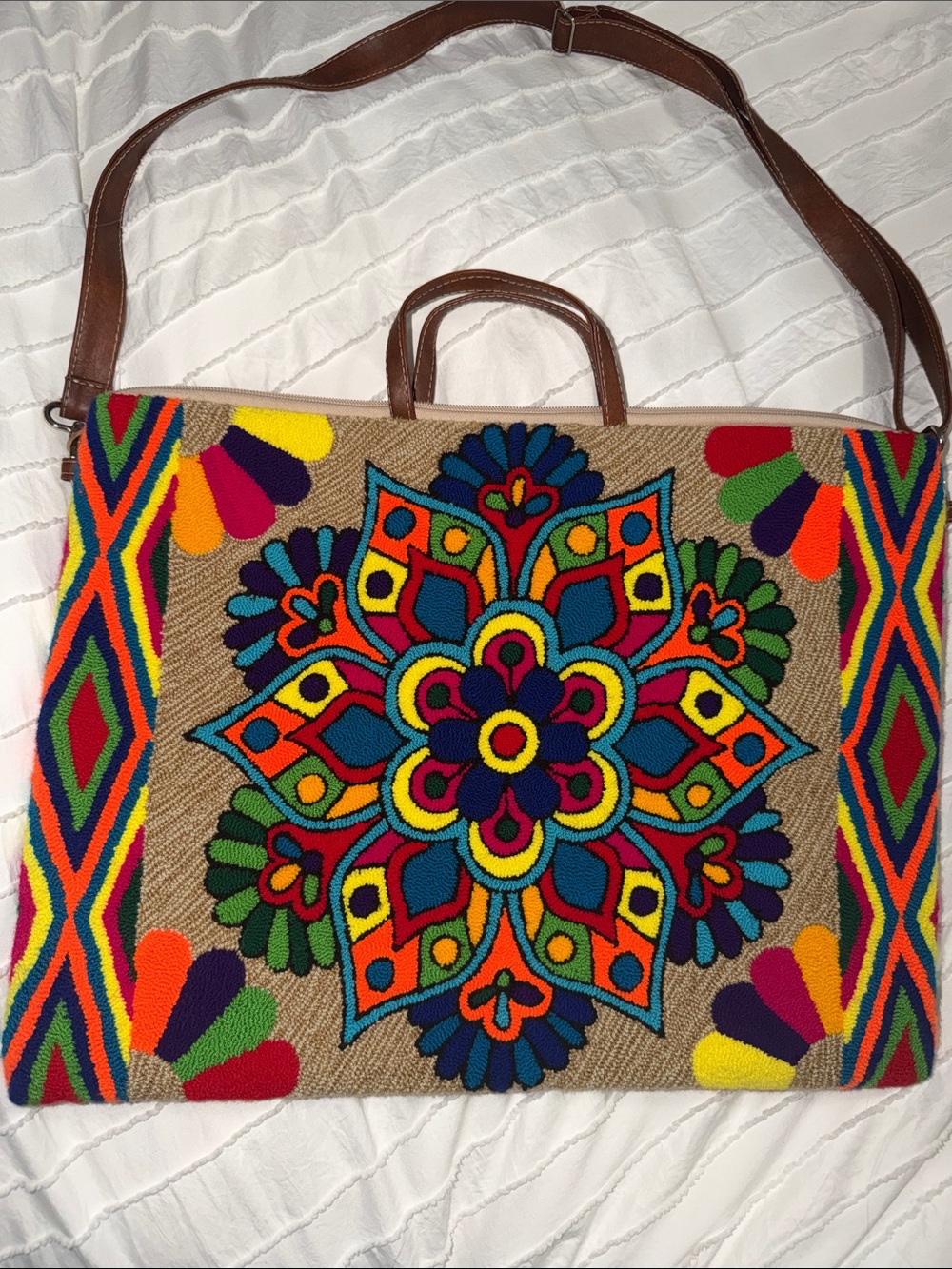 New Multicolored Embroidered Purse Bag Tote